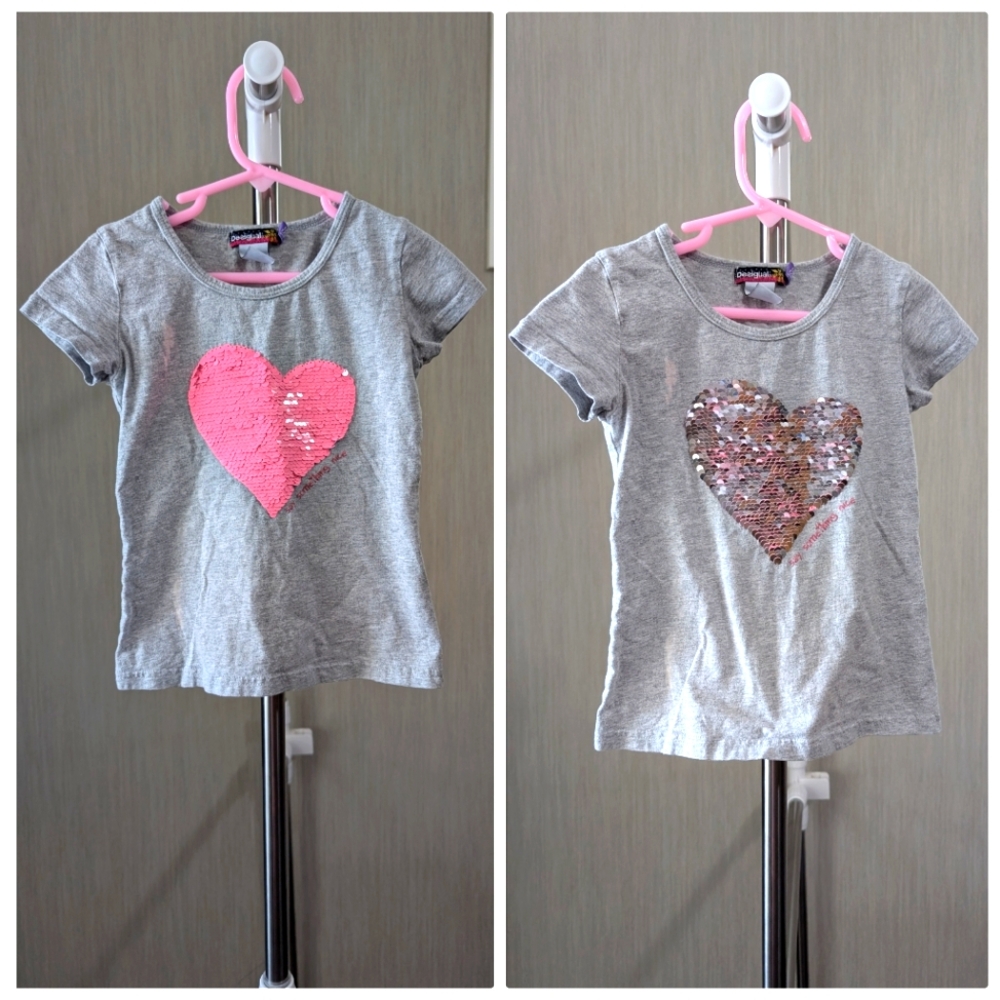 Kids Desigual Pink and Silver Flip Sequins Shirt